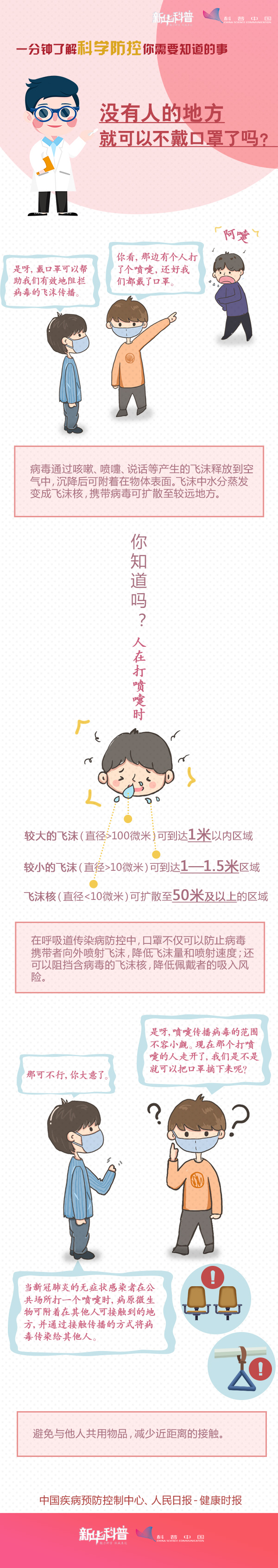 一分鐘了解科學防控你需要知道的事：沒有人的地方就可以不戴口罩了嗎？