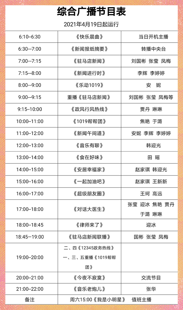 【1019重磅】駐馬店廣播電視臺(tái)綜合廣播全新改版在即，新主播精彩亮相！