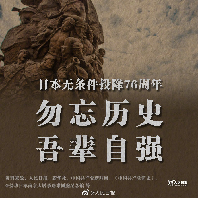 76年前的今天，日本宣布無條件投降