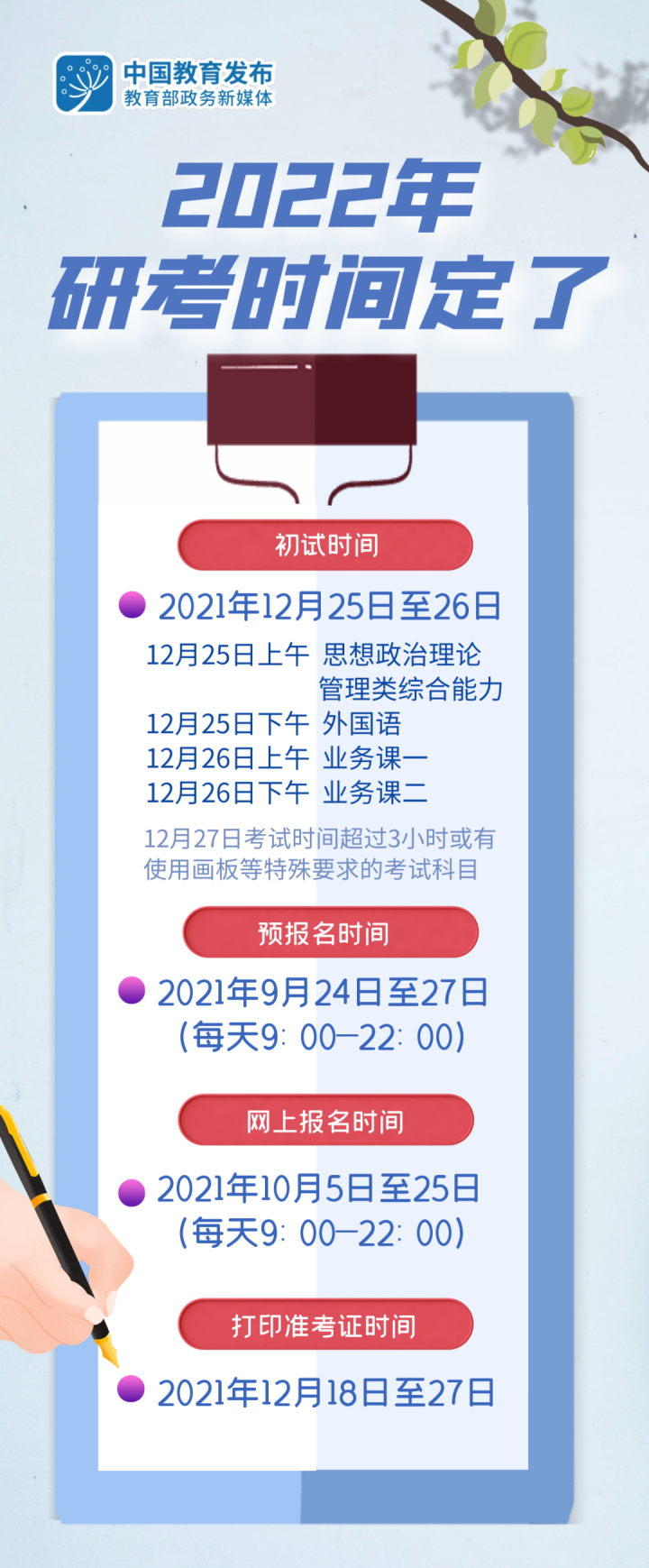 定了！2022年研考時(shí)間公布