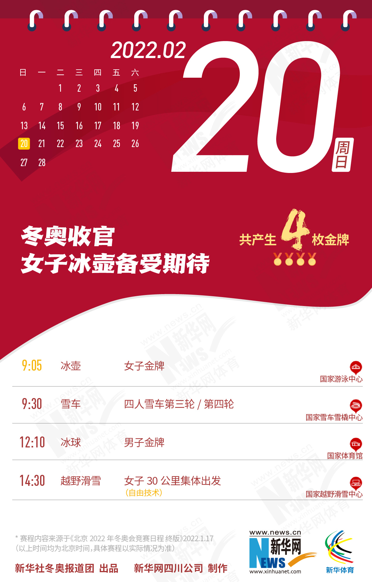 拿走不謝！這份北京冬奧會金牌賽事日歷太贊了