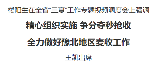 河南省“三夏”工作專題視頻調(diào)度會(huì)召開