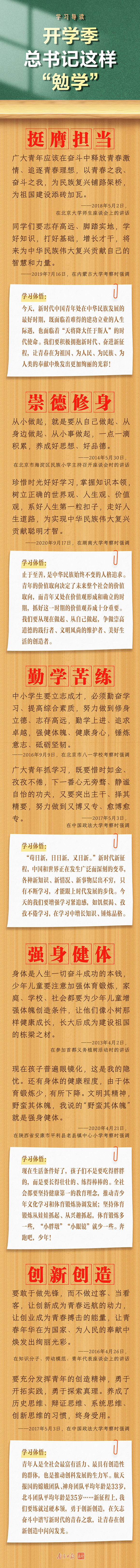 學習導讀 | 開學季，總書記這樣“勉學”