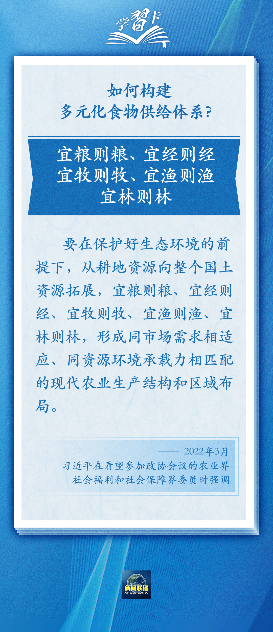 學(xué)習(xí)卡丨踐行大食物觀，把農(nóng)業(yè)建成大產(chǎn)業(yè)