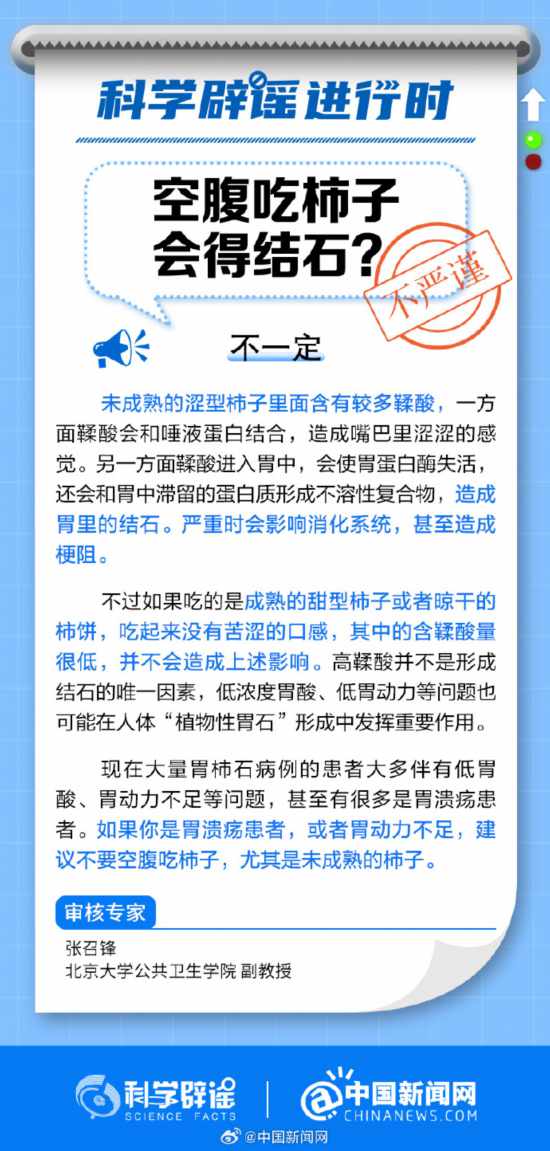空腹吃柿子會結石嗎？