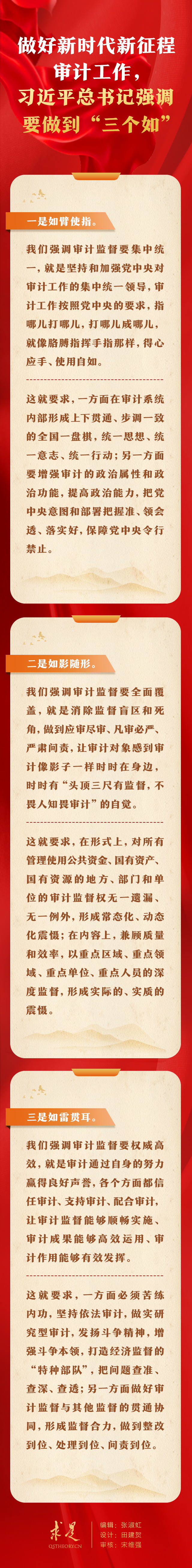 做好新時代新征程審計工作，習近平總書記強調(diào)要做到“三個如”