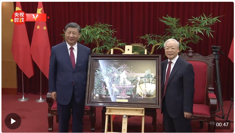 獨(dú)家視頻丨阮富仲邀請(qǐng)習(xí)近平進(jìn)行小范圍茶敘