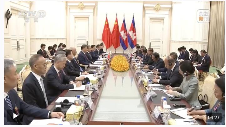 習(xí)近平會(huì)見(jiàn)柬埔寨人民黨主席、參議院主席洪森