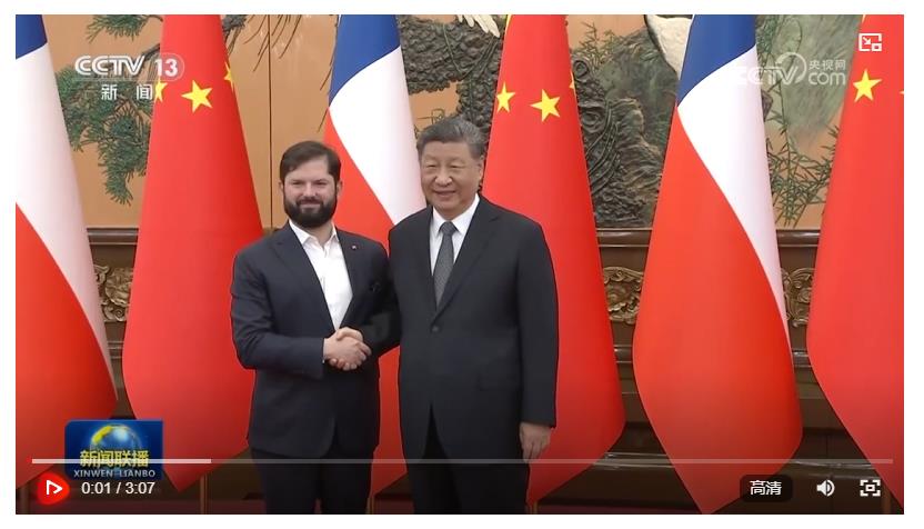 習(xí)近平會(huì)見(jiàn)智利總統(tǒng)博里奇