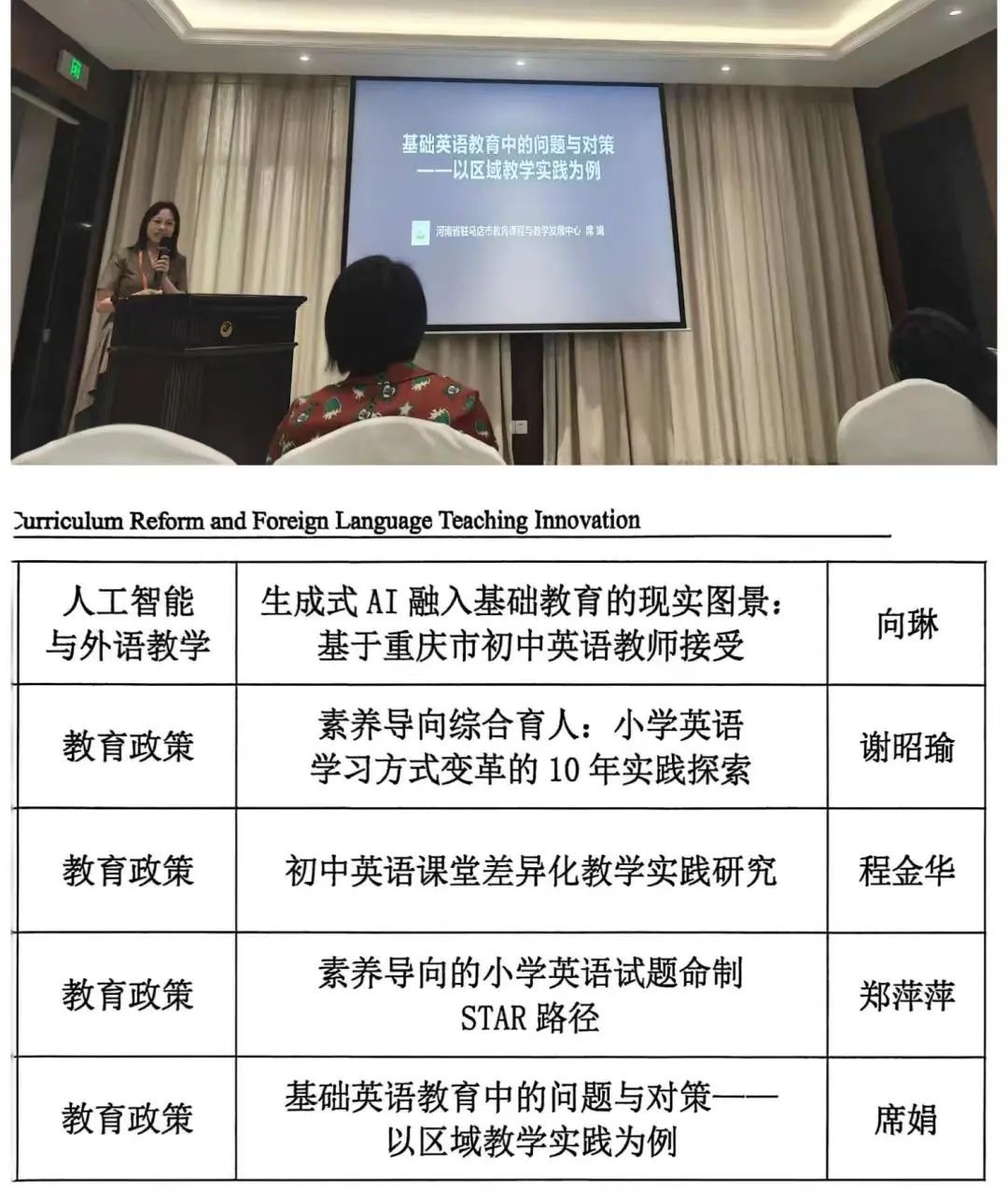  駐馬店市教育課程與教學發(fā)展中心席娟老師受邀在中國教育學會外語教學專業(yè)委員會學術(shù)年會上做專題發(fā)言