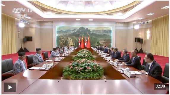 習(xí)近平會(huì)見(jiàn)尼泊爾總理奧利