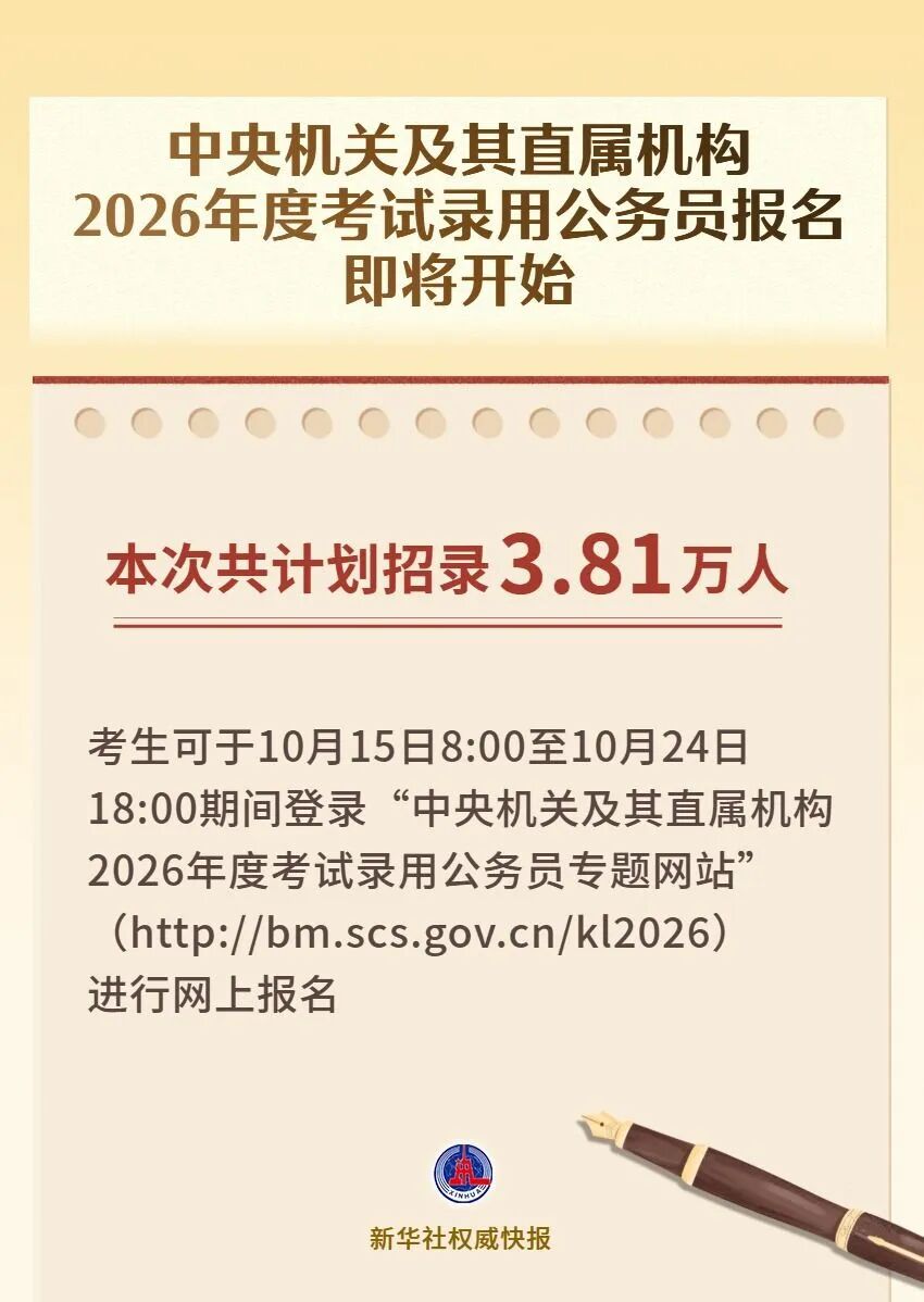 “國(guó)考”明起報(bào)名！計(jì)劃招錄3.81萬(wàn)人