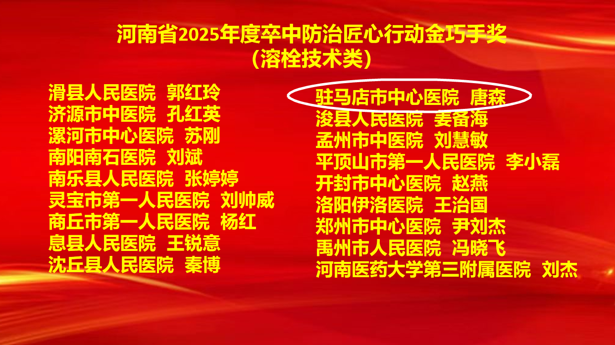 6項(xiàng)集體獎(jiǎng)+7項(xiàng)個(gè)人獎(jiǎng)！駐馬店市中心醫(yī)院卒中防治工作再創(chuàng)佳績(jī)